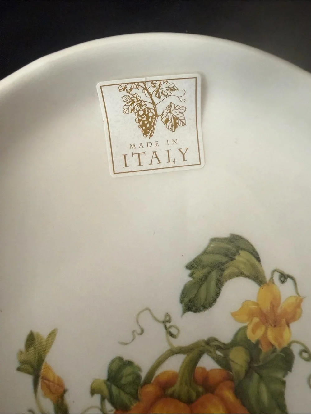 Vintage Effetti Italy Hand Painted Ceramic Pumpkin Spoon Rest